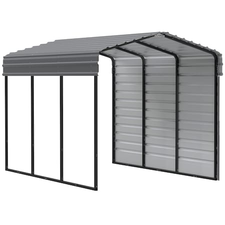 Arrow Storage Products Galvanized Steel Carport, W/ 1-Sided Enclosure, Compact Car Metal Carport Kit, 10'x15'x9', Charcoal CPHC101509ECL1